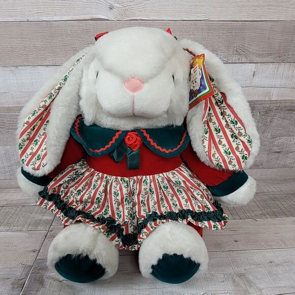Vintage Christmas Bunny Plush DanDee Boy Girl Holiday Kids Kay Bee Toys - Picture 2 of 16
